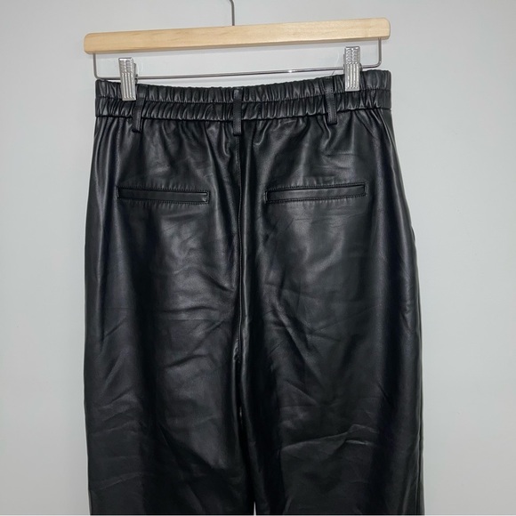 Zara Faux Leather Trousers Pants Elastic Waist Black  Women's Size Small - Picture 8 of 13